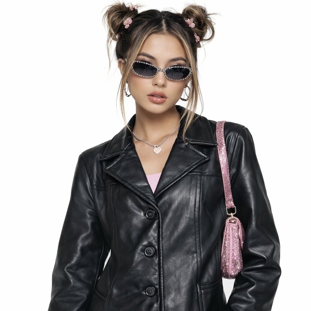 Pelle Studio Wilsons Vintage Y2K Leather Button Up Black Jacket Size M